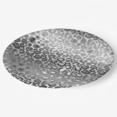 シルバーグラムレオパードアニマルプリント ペーパープレート (アングル)