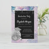 シルバーグラードキャップ、ディスコボール、ワインバイオレット抽象芸術 招待状 (スタンド正面)