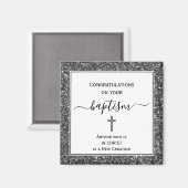 シルバーグリッターおめでとう成人バプテスマ マグネット (正面/裏面)