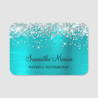 シルバーグリッターおよびターコイズブルーフォイル 名札