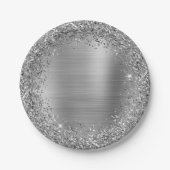 シルバーグリッターおよびフォイルガーリーグラム ペーパープレート (正面)