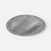シルバーグリッターおよびフォイルガーリーグラム ペーパープレート (アングル)