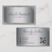 シルバーグリッターおよびフレーム・ビジネス・カード 名刺 (正面/裏面)