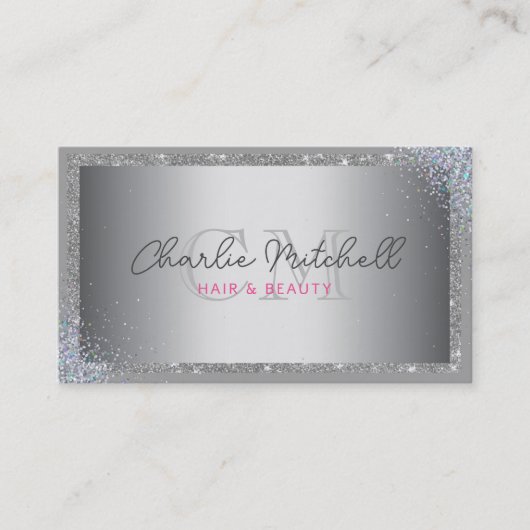 シルバーグリッターおよびフレーム・ビジネス・カード 名刺 (正面)