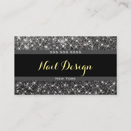 シルバーグリッターかわいらしグラムスターズアポイントメントフィールド 名刺 (正面)