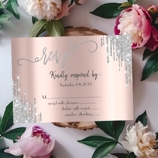 シルバーグリッターが滴るバットミツバの返信 招待状