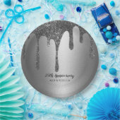 シルバーグリッターが25結婚周年を迎える ペーパープレート (パーティー)