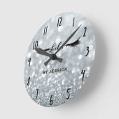 シルバーグリッターきらびやかな点滅サロン パーソナライズされた ラウンド壁時計 (傾斜)