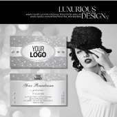 シルバーグリッターきらめくスターズダイヤモンドとロゴ 名刺