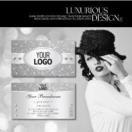 シルバーグリッターきらめくスターズダイヤモンドとロゴ 名刺