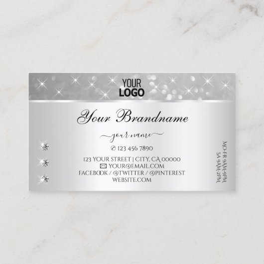 シルバーグリッターきらめくスターズダイヤモンドとロゴ 名刺 (裏面)