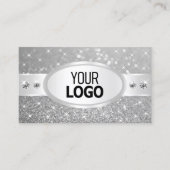 シルバーグリッターきらめくスターズダイヤモンドとロゴ 名刺 (正面)