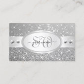 シルバーグリッターきらめくスターズダイヤモンドイニシャル 名刺 (正面)