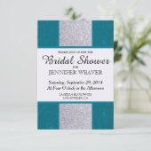 シルバーグリッターとアクアティール(緑がかった色)と渦巻形のデザイン 招待状 (スタンド正面)