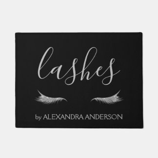 シルバーグリッターとスパークルアイラッシュエクステンション ドアマット