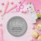 シルバーグリッターとスパークルオベビー!シャワー ペーパープレート (パーティー)
