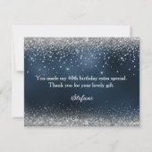 シルバーグリッターとネイビーブルーフォイル40歳の誕生日 サンキューカード (裏面)
