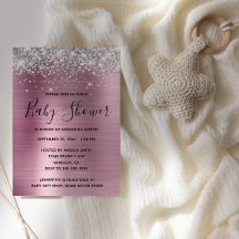 シルバーグリッターとピンクホイルのベビーシャワー