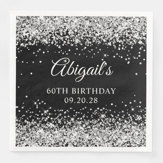 シルバーグリッターとブラックの60歳の誕生日 (正面)