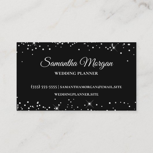 シルバーグリッターとブラックファンシーモノグラムの 名刺 (裏面)