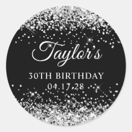 シルバーグリッターとブラック30歳の誕生日 ラウンドシール