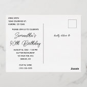 シルバーグリッターとホットピンクグラム90誕生日 箔招待状ポストカード (裏面)