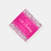 シルバーグリッターとホットピンク50誕生日 スタンダードカクテルナプキン (角)