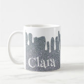 シルバーグリッターと滴下白パーソナライズされた コーヒーマグカップ (左)