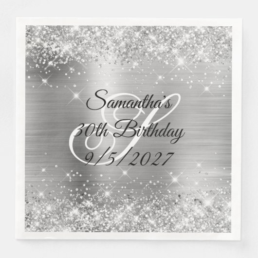 シルバーグリッターと箔押しの30歳の誕生日 (正面)