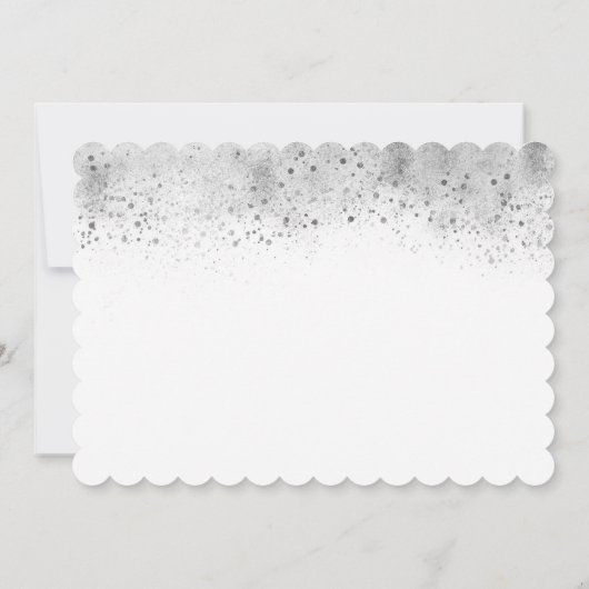 シルバーグリッターと赤面ピンクの花1日目の誕生日 招待状 (裏面)