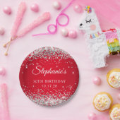 シルバーグリッターと赤30歳の誕生日 ペーパープレート (パーティー)