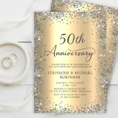 シルバーグリッターと金ゴールド結婚50周年 招待状