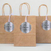 シルバーグリッターのイニシャル名前 ラウンドシール