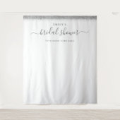 シルバーグリッターのウェディングシャワーの写真背景 タペストリー (正面)