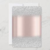 シルバーグリッターのエッフェル塔、 ローズゴールドのガラス 招待状 (裏面)