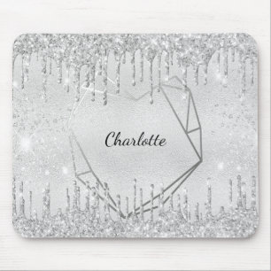 シルバーグリッターのジオメトリック名 マウスパッド