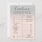 シルバーグリッターのタイムラインバチェロレッテ週末 招待状 (正面)