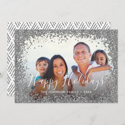 シルバーグリッターの写真立て シーズンカード (正面/裏面)