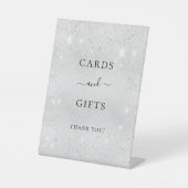 シルバーグリッターの塵のカードギフトサイン 台座サイン (正面)