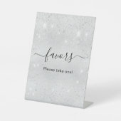 シルバーグリッターの塵のプレゼントサイン 台座サイン (正面)