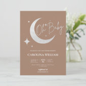 シルバーグリッターの月と星ああ赤ちゃんシャワー 招待状 (スタンド正面)