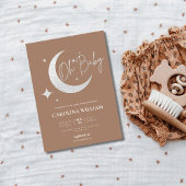 シルバーグリッターの月と星ああ赤ちゃんシャワー 招待状