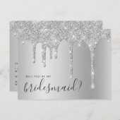 シルバーグリッターの水滴が私の花嫁になる インビテーションポストカード (正面/裏面)