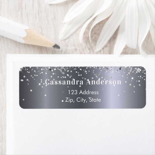 シルバーグリッターの華やかな差出人住所 ラベル (インサイチュ)