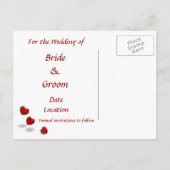 シルバーグリッターの赤いハート – 日付カードの保存 案内ポストカード (裏面)