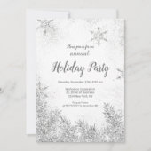 シルバーグリッターの雪のクリスマス コーポレート ホワイト 招待状 (正面)
