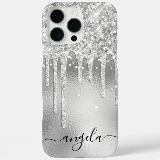 シルバーグリッターの雫の華やかサイン Case-Mate iPhoneケース (裏面)