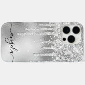 シルバーグリッターの雫の華やかサイン Case-Mate iPhoneケース (裏面 (横))
