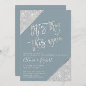 シルバーグリッターの青が日付を変更し、再試行 セーブザデート (正面/裏面)