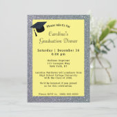 シルバーグリッターの黄色の卒業パーティー 招待状 (スタンド正面)